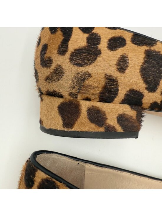 Cole Haan Chelsea Leopard Printed Calf Hair Pointed Toe Loafers 7B Slit Heel - Picture 5 of 11